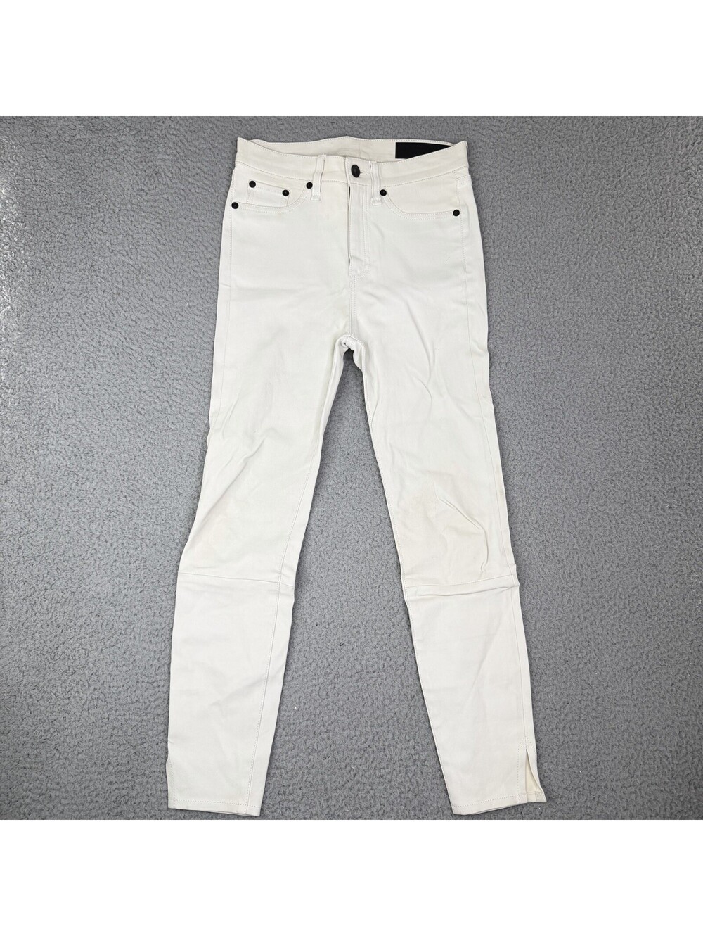 Rag & Bone Jean Womens White Lamb Leather Slim Ankle Pants Button Size 26